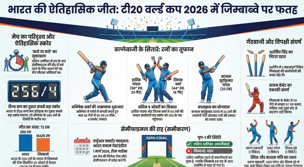 भारत बनाम जिम्बाब्वे टी20 वर्ल्ड कप 2026 India vs Zimbabwe T20 World Cup 2026